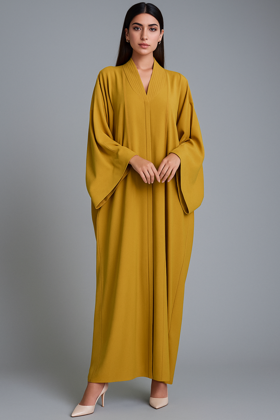 Patterned Collar Abaya